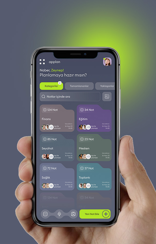 Applan Mobil Uygulama UI - Planlama ve Organizasyon Uygulaması