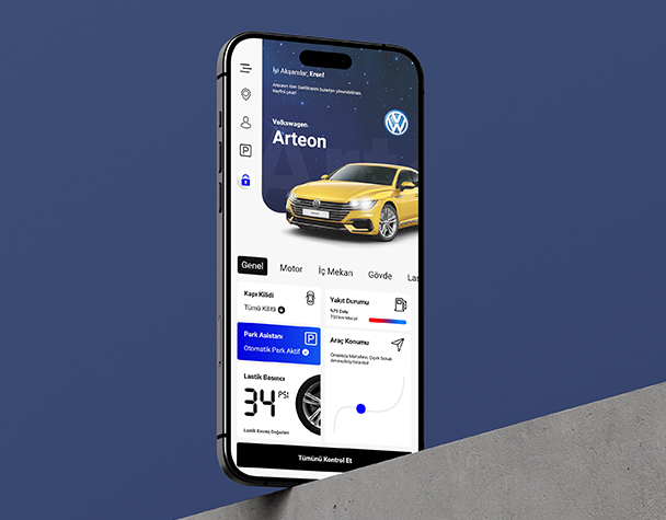 Araba Uzaktan Kontrol Uygulaması UI - Araç Uzaktan Kontrol ve Güvenlik Özellikleri