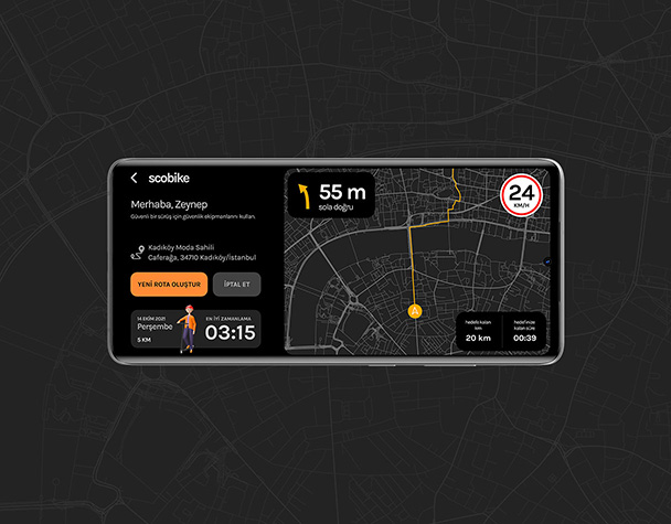 Scoobike Akıllı Bisiklet Uygulaması UI - Bisiklet Kiralama ve Takip Özellikleri