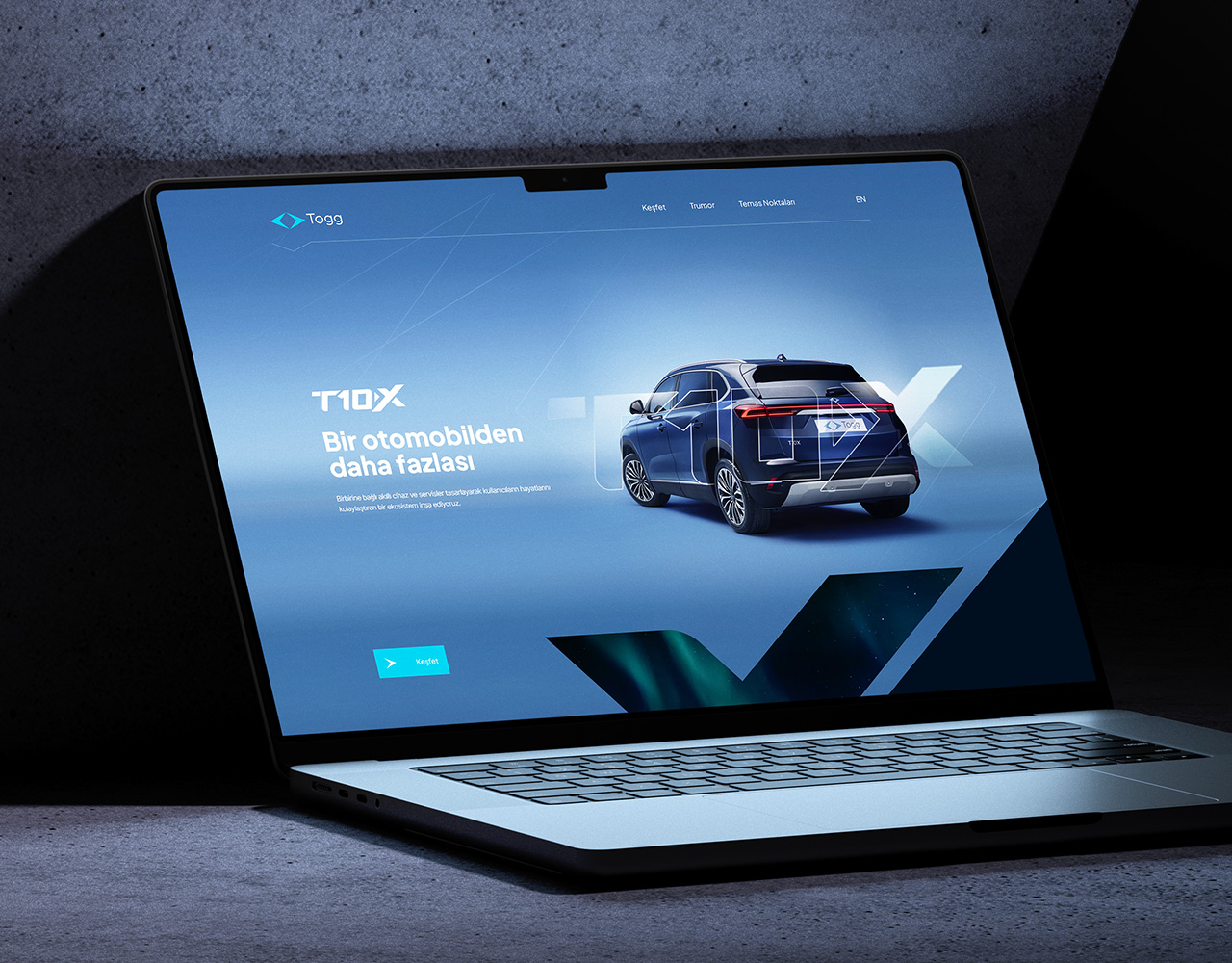 TOGG Akıllı Cihaz Deneyimi için Modern ve Teknolojik Web Arayüz Tasarımı